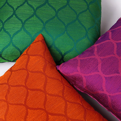 Shadow Green Ogee Embroidered Polytafetta Pillow Cover – 3 Sizes