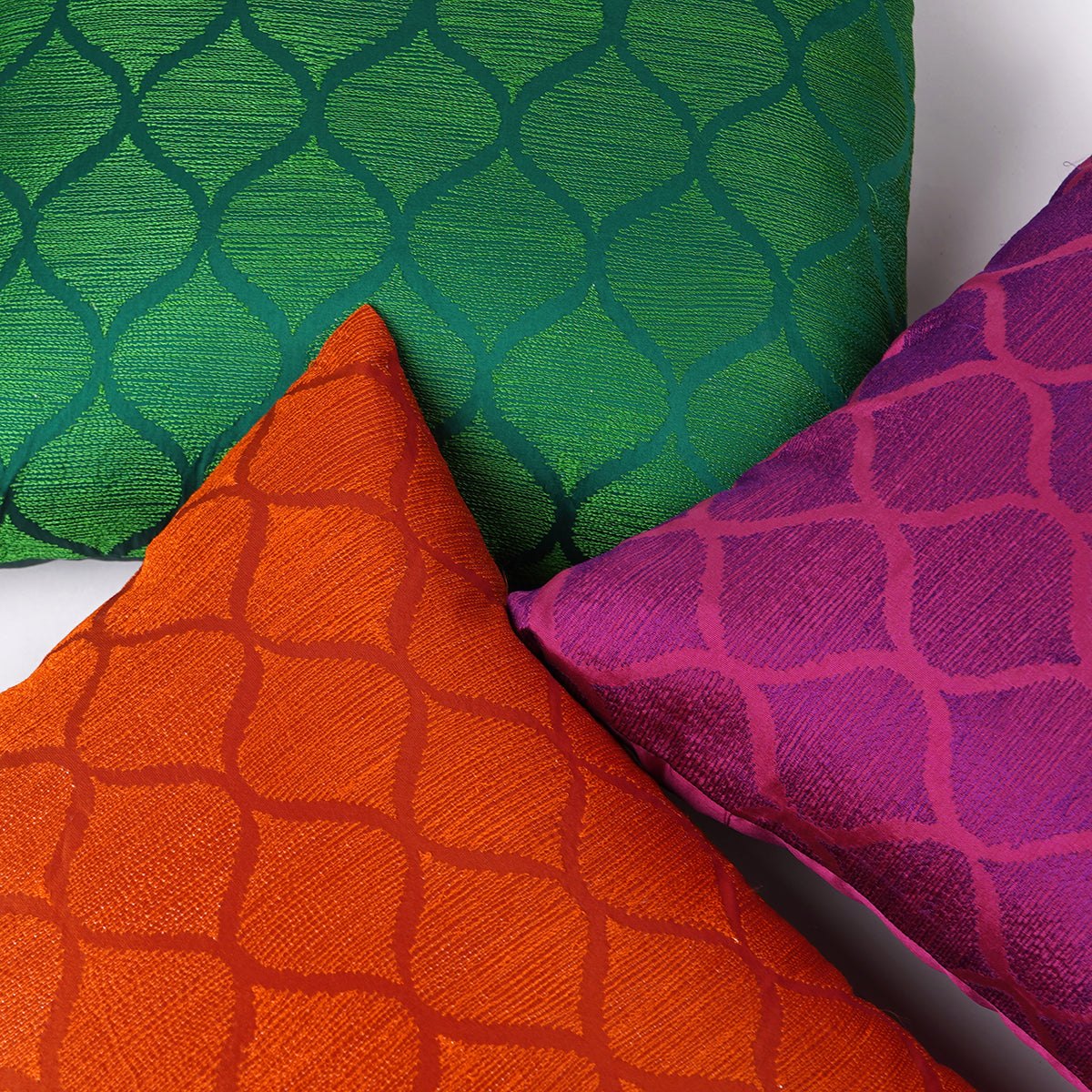 Shadow – Green Ogee Embroidered Cushion Cover | Poly Taffeta | 3 Sizes