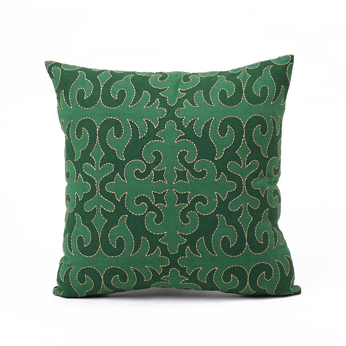 Shyrdak Tropical Green Cotton Cushion Cover with Embroidery
