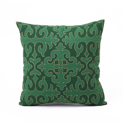 Shyrdak Tropical Green Cotton Cushion Cover with Embroidery