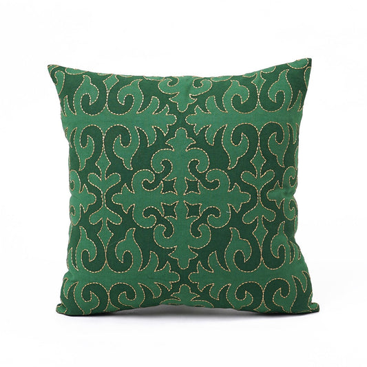 Shyrdak Tropical Green Cotton Cushion Cover with Embroidery