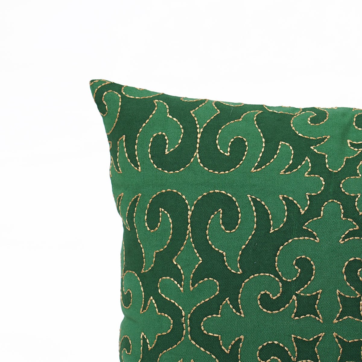 Shyrdak Tropical Green Cotton Cushion Cover with Embroidery