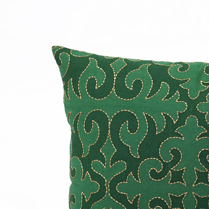 Shyrdak Tropical Green Cotton Cushion Cover with Embroidery