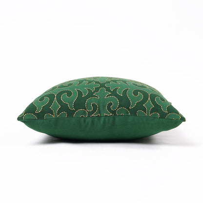 Shyrdak Tropical Green Cotton Cushion Cover with Embroidery
