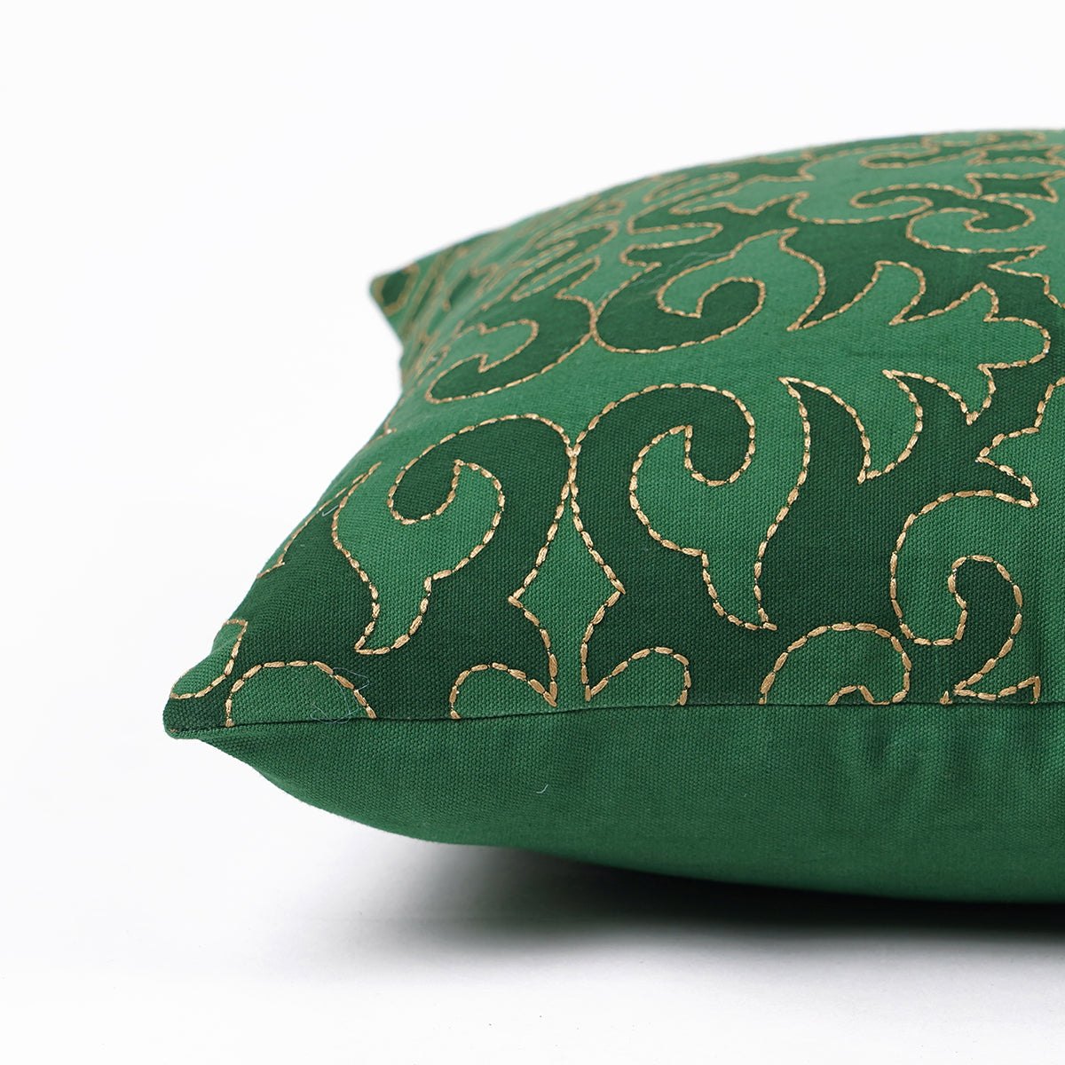Shyrdak Tropical Green Cotton Cushion Cover with Embroidery