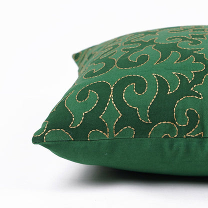 Shyrdak Tropical Green Cotton Cushion Cover with Embroidery