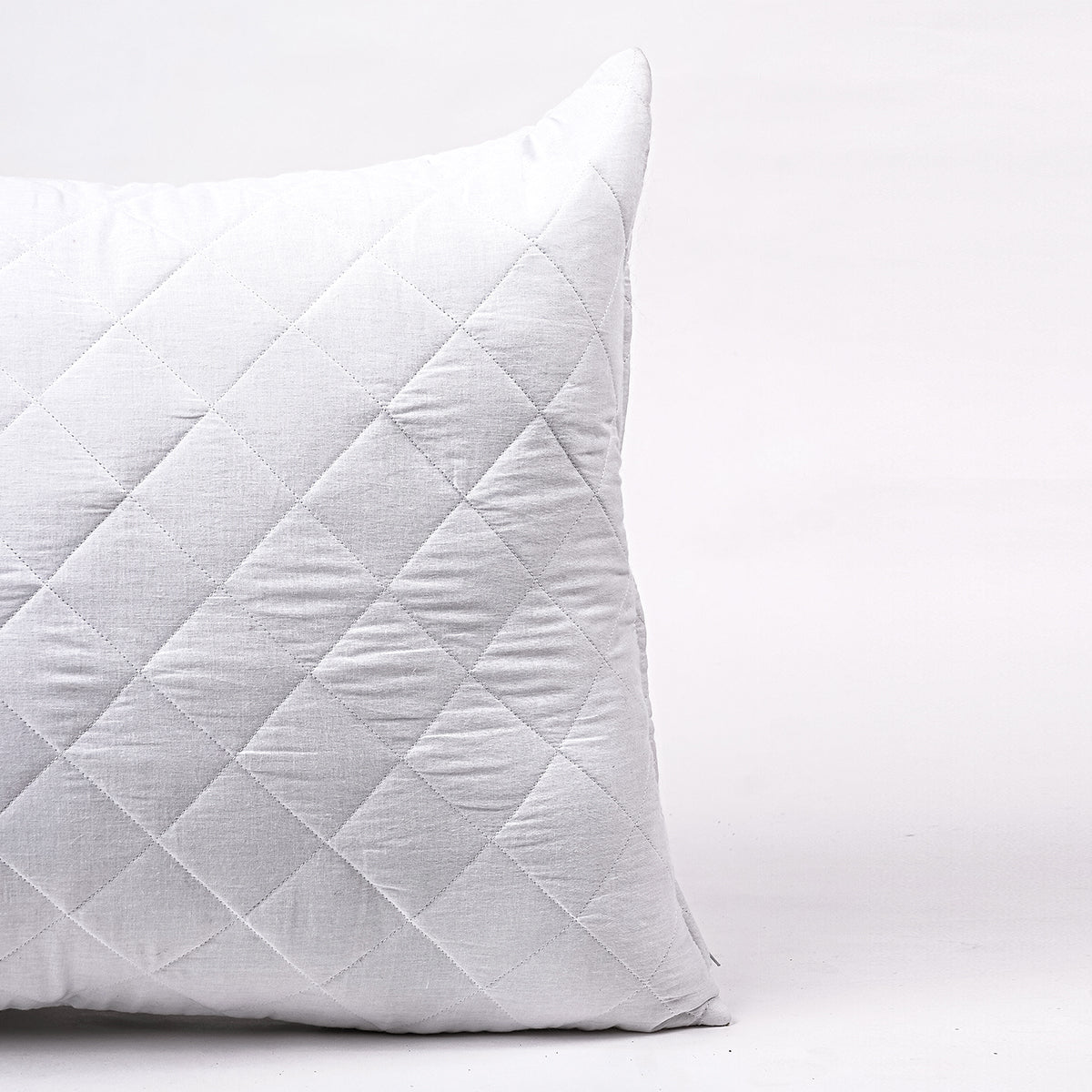 White Quilted Cotton Pillow Protector with Zipper – Multiple Sizes