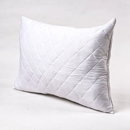 White Quilted Cotton Pillow Protector with Zipper – Multiple Sizes