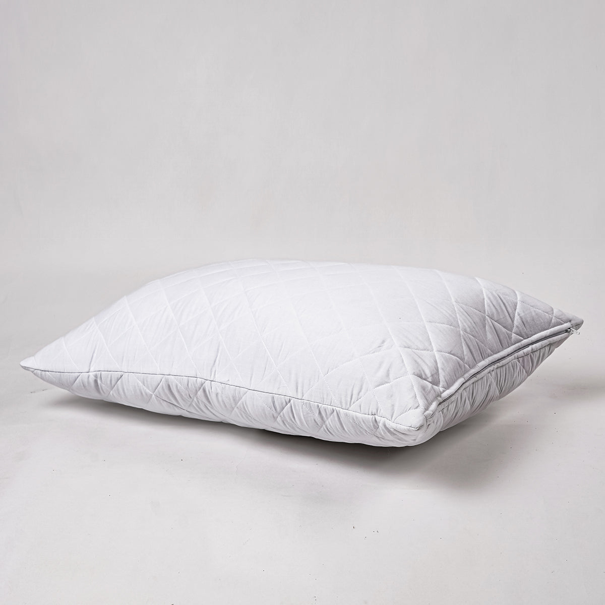 White Quilted Cotton Pillow Protectors with Zipper Closure | All Sizes