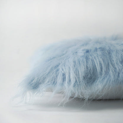 Blue Faux Fur Throw Pillow Cover – Plush Cushion Protector