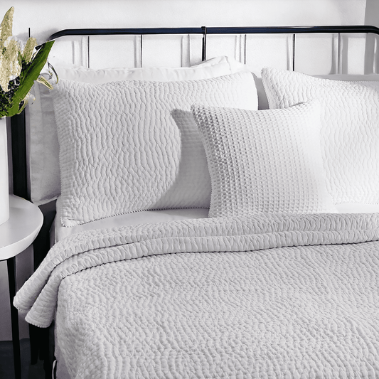 White Kantha Stripe Quilted Bed Set – Premium 100% Cotton