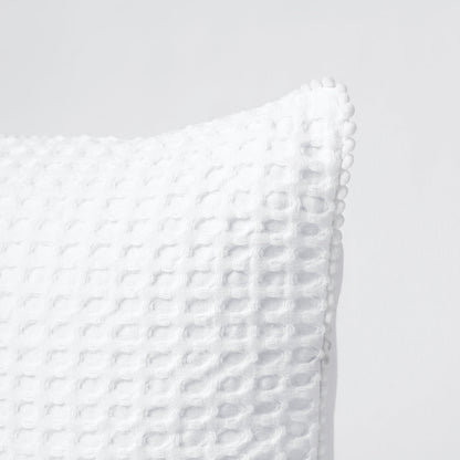 Natural White Waffle Cotton Pillow and Cushion Cover Set