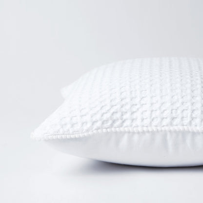 Natural White Waffle Cotton Pillow and Cushion Cover Set
