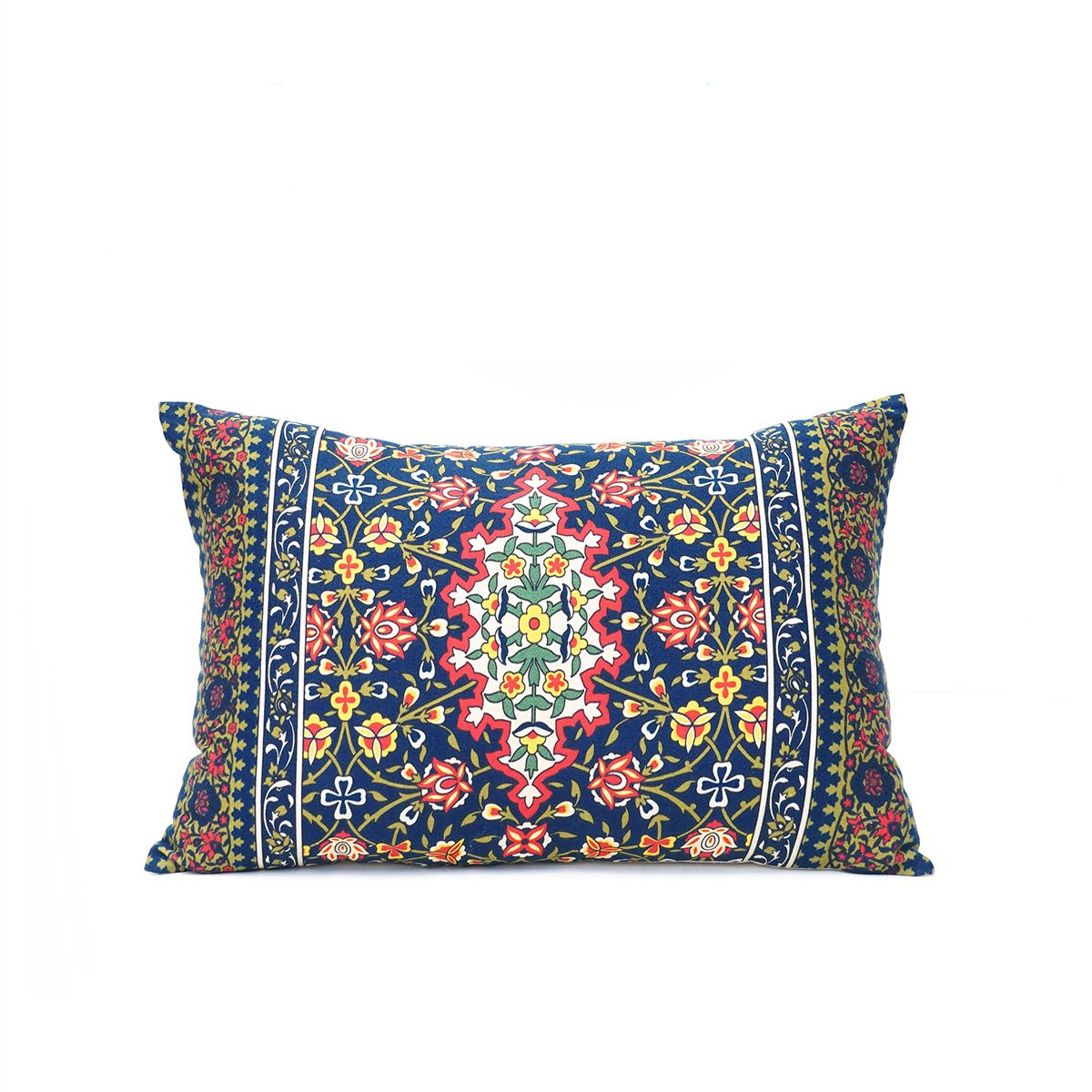 Persian Floral Cushion Cover in Jewel Tones | 14x21 Inch | Cotton Satin – II