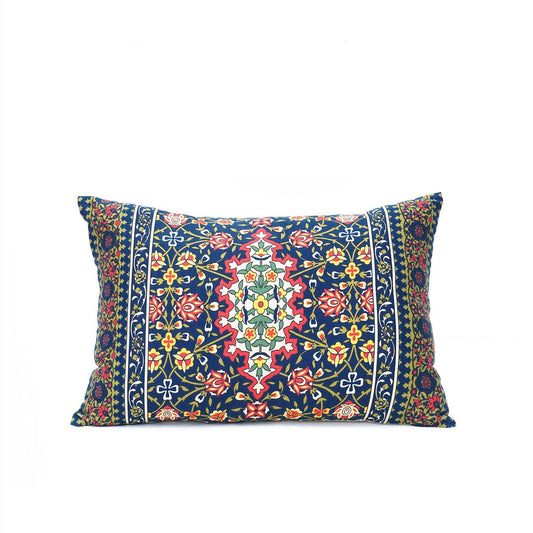 Persian Floral Cushion Cover in Jewel Tones | 14x21 Inch | Cotton Satin – II