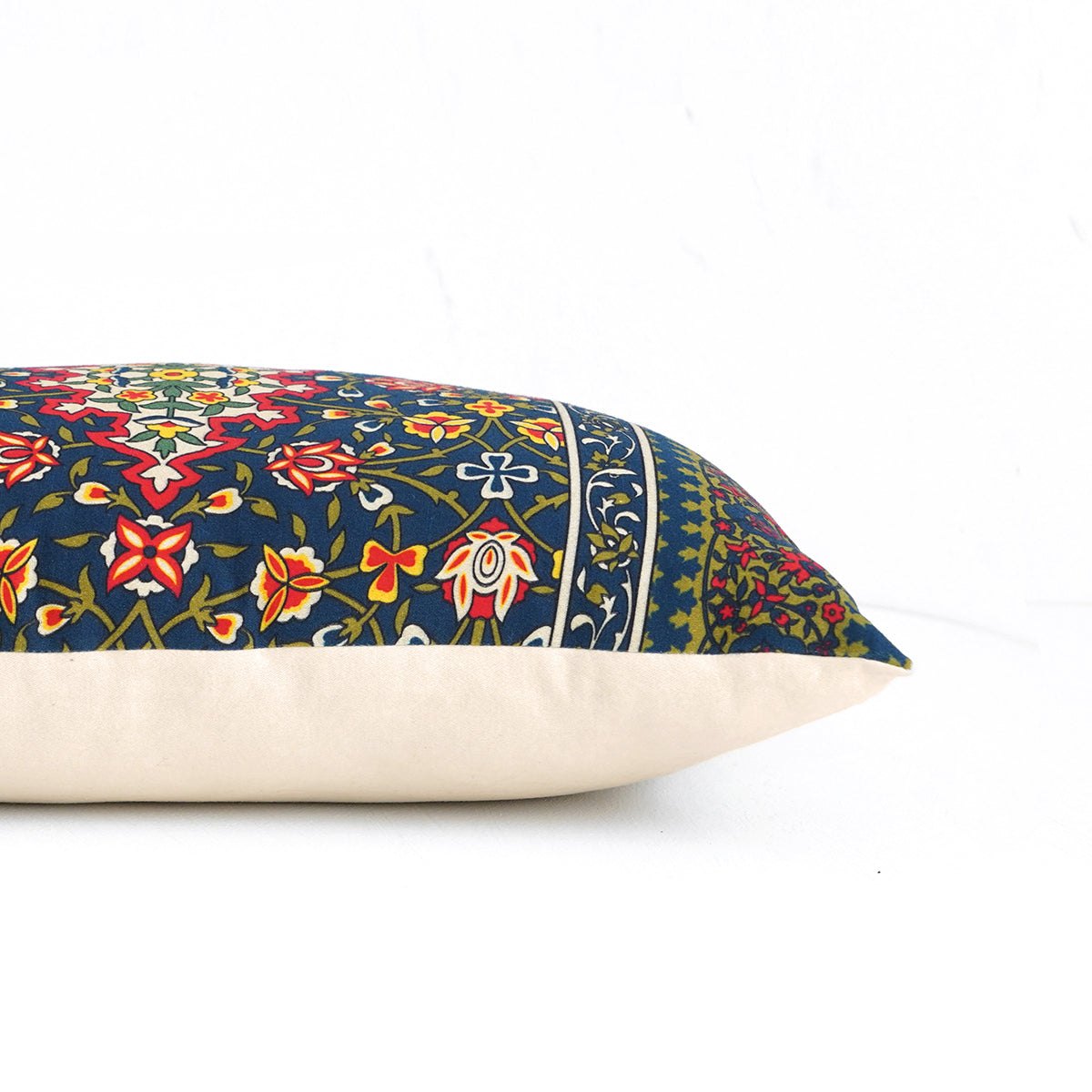 Persian Floral Cushion Cover in Jewel Tones | 14x21 Inch | Cotton Satin – II