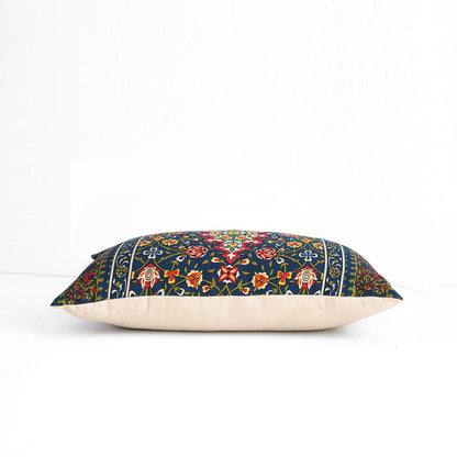 Persian Floral Cushion Cover in Jewel Tones | 14x21 Inch | Cotton Satin – II