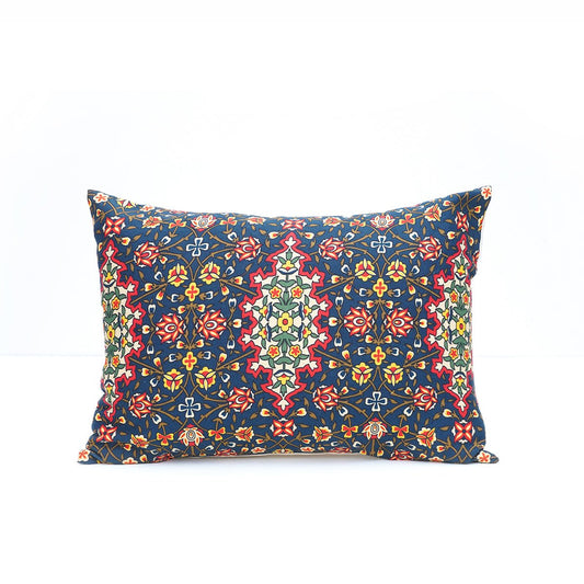 Luxurious Persian Floral Pillow Cover in Jewel Tone Cotton Satin