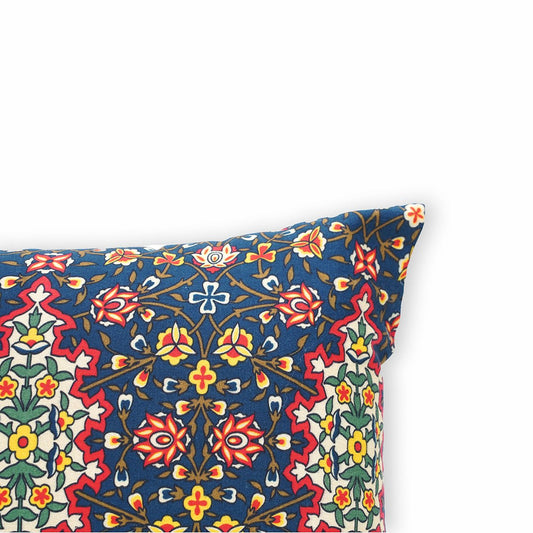 Luxurious Persian Floral Pillow Cover in Jewel Tone Cotton Satin
