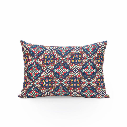 Jewel-Tone Persian Floral Pillow Cover 14x21 Inch Cotton Satin