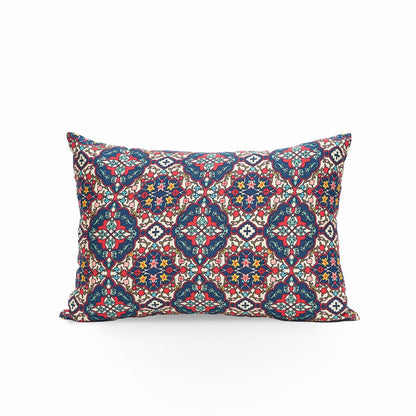 Persian Floral Cushion Cover in Jewel Tones | 14x21 Inch | Cotton Satin – III