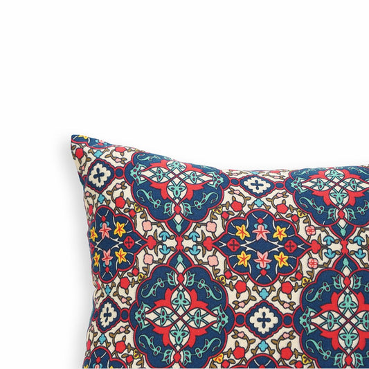 Jewel-Tone Persian Floral Pillow Cover 14x21 Inch Cotton Satin