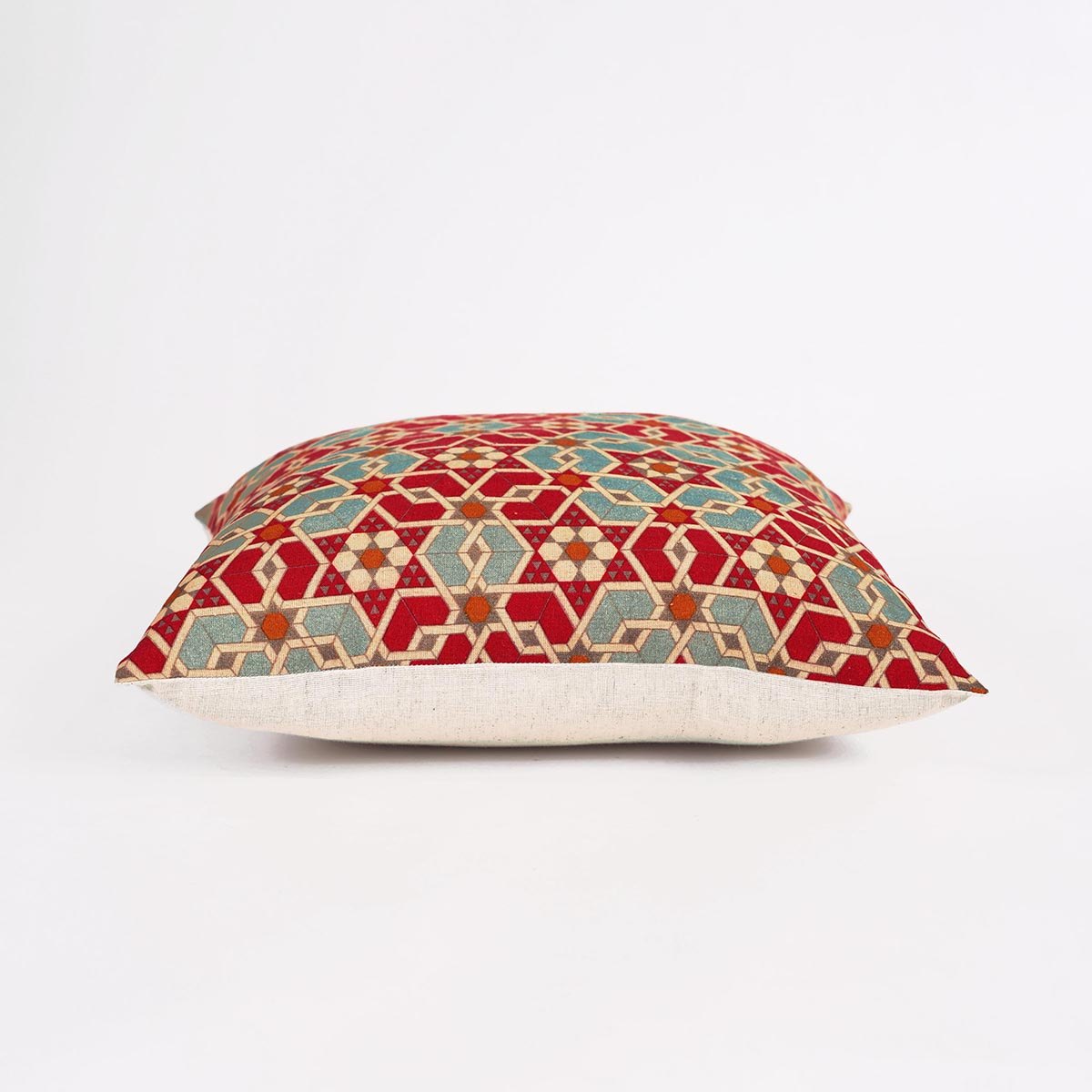 Zellij Islamic Geometrical Pattern Pillow Cover Earthy Cotton Blend