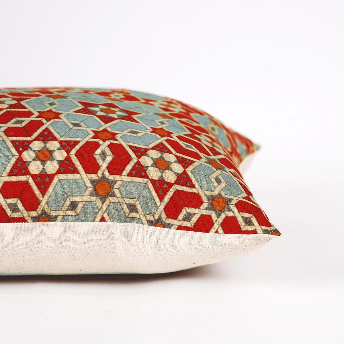 Zellij Islamic Geometrical Pattern Pillow Cover Earthy Cotton Blend