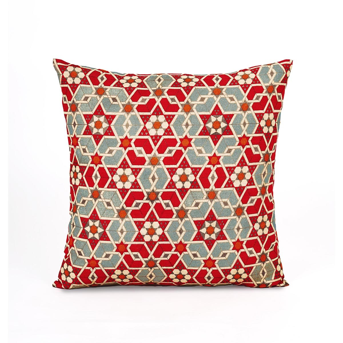 Zellij Islamic Geometrical Pattern Pillow Cover Earthy Cotton Blend