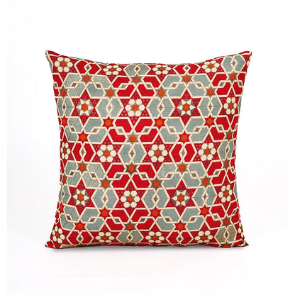 Zellij Islamic Geometrical Pattern Pillow Cover Earthy Cotton Blend