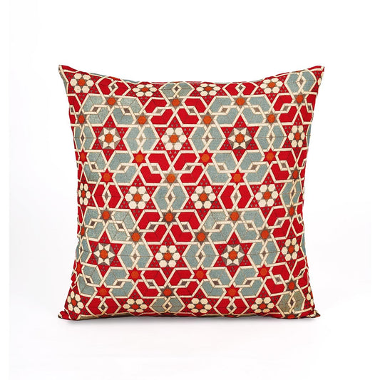 Zellij Islamic Geometrical Pattern Pillow Cover Earthy Cotton Blend