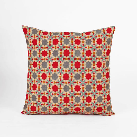 Zellij Geometric Pillow Cover – Earthy Cotton Blend, Multiple Sizes