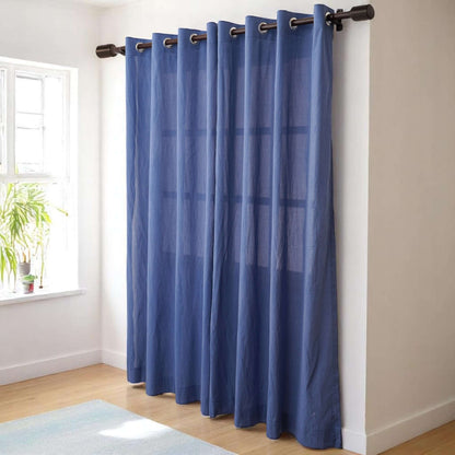 Denim Blue Sheer Cotton Voile Curtain | 4 Hanging Styles | 2 Sizes