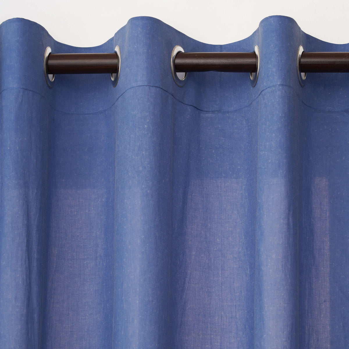 Denim Blue Sheer Cotton Voile Curtain | 4 Hanging Styles | 2 Sizes