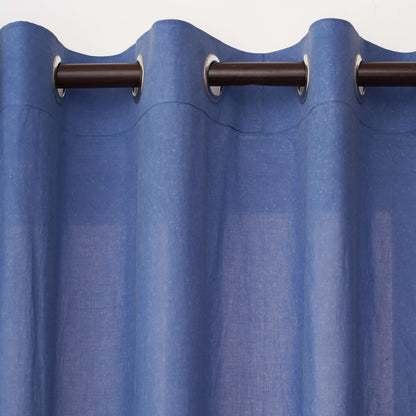 Denim Blue Sheer Cotton Voile Curtain | 4 Hanging Styles | 2 Sizes