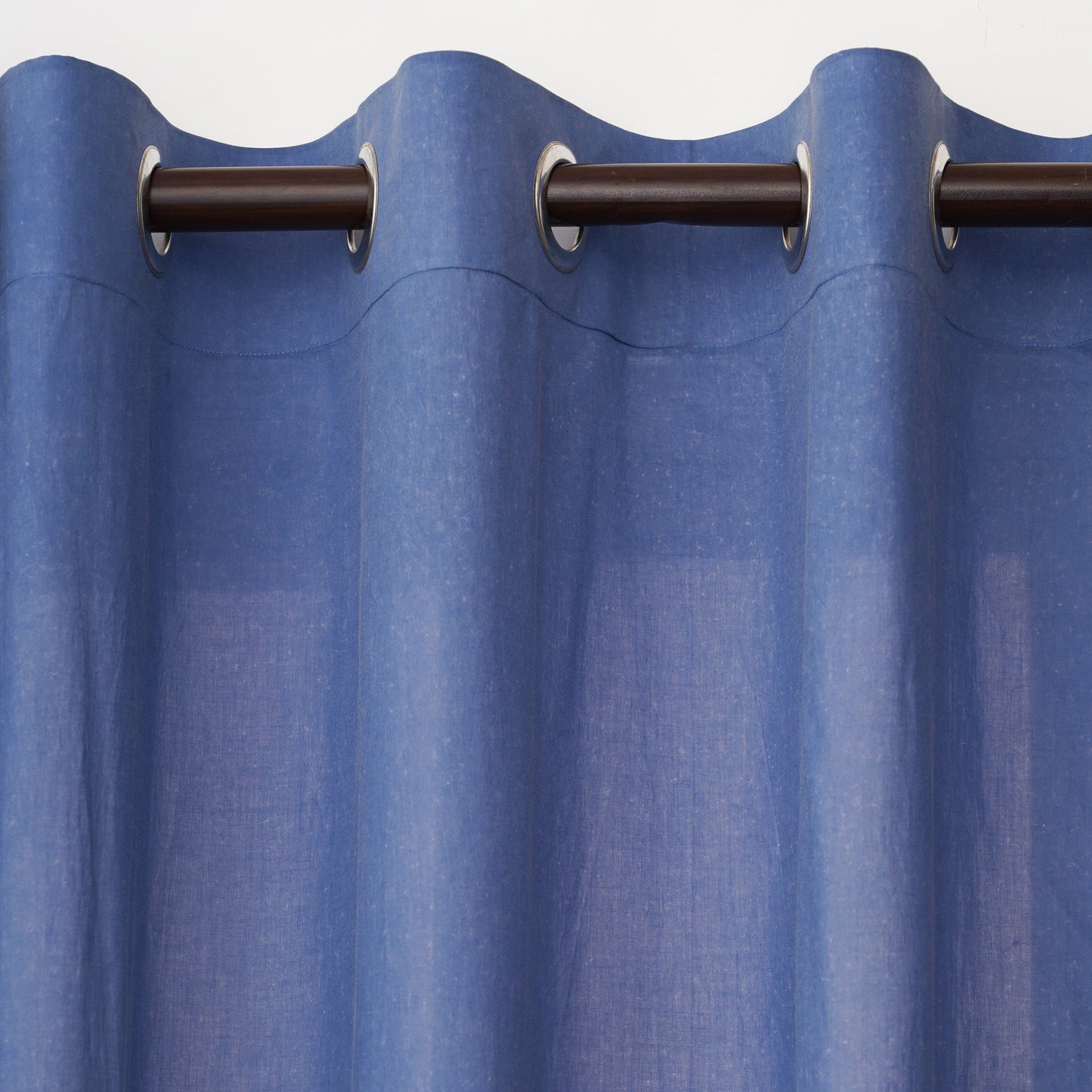 Stonewashed Denim Blue Sheer Cotton Voile Curtain 52x63 Inches