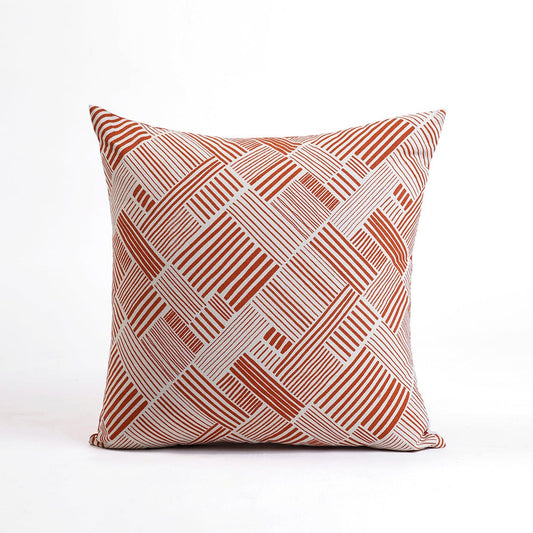 Modern Retro Terracotta Geometric Throw Pillow Cover Cotton Multiple Sizes