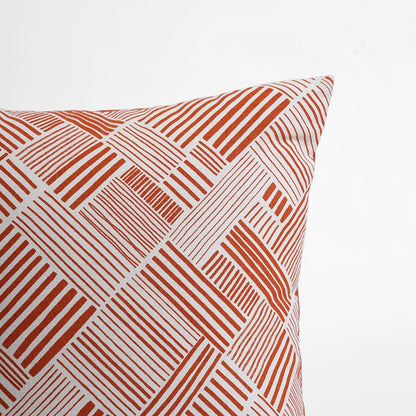 Modern Retro Terracotta Geometric Print Cushion Cover | Cotton | Multiple Sizes
