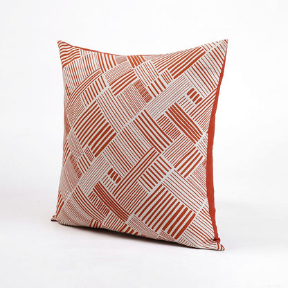 Modern Retro Terracotta Geometric Print Cushion Cover | Cotton | Multiple Sizes