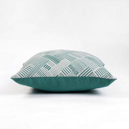 Aqua Green Geometric Throw Pillow Cover – Modern Retro Cotton