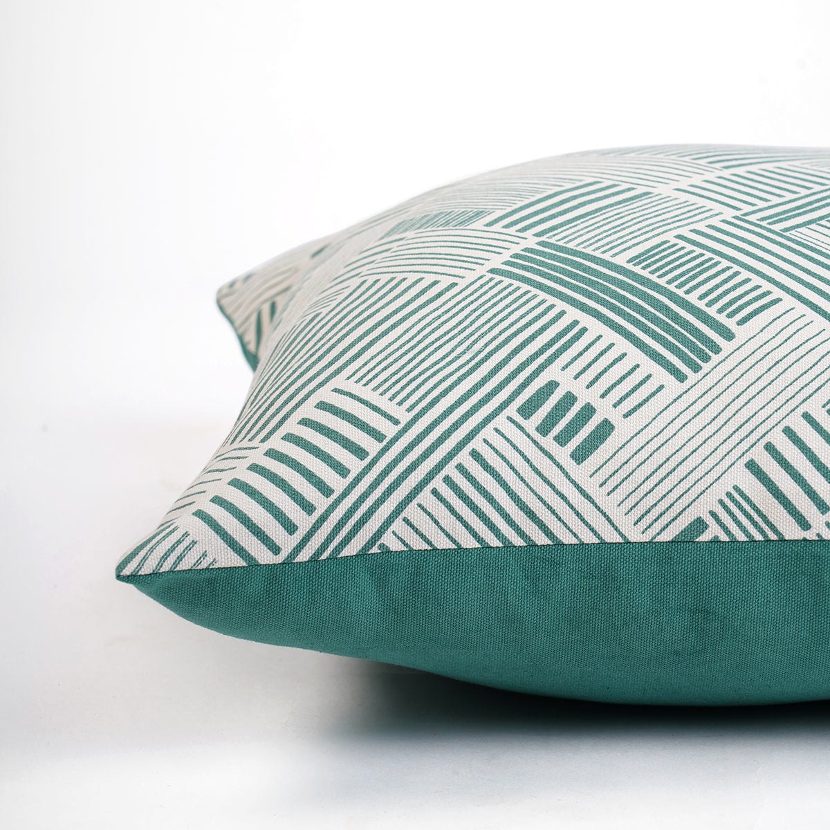 Aqua Green Geometric Throw Pillow Cover – Modern Retro Cotton