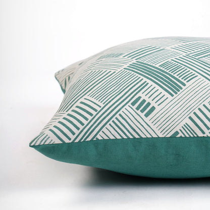 Aqua Green Geometric Throw Pillow Cover – Modern Retro Cotton