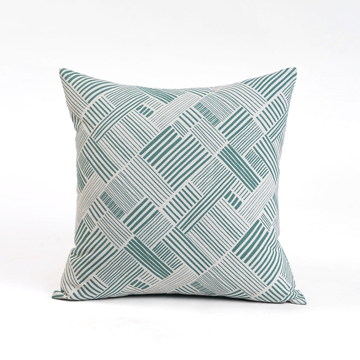 Aqua Green Geometric Throw Pillow Cover – Modern Retro Cotton