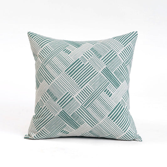Aqua Green Geometric Throw Pillow Cover – Modern Retro Cotton