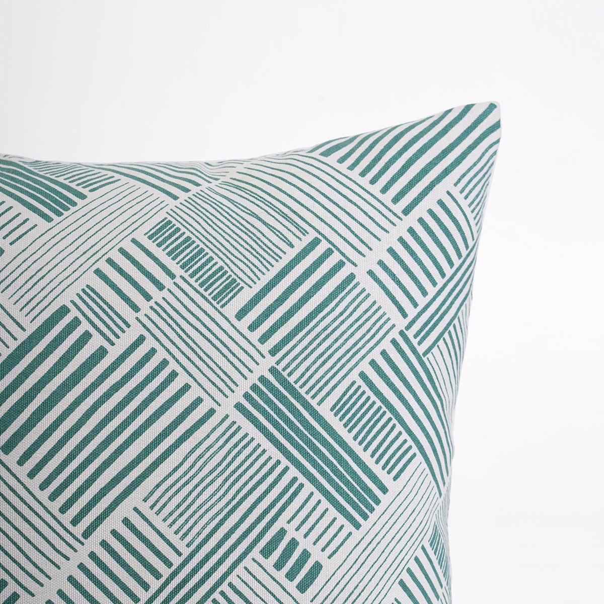 Aqua Green Geometric Throw Pillow Cover – Modern Retro Cotton