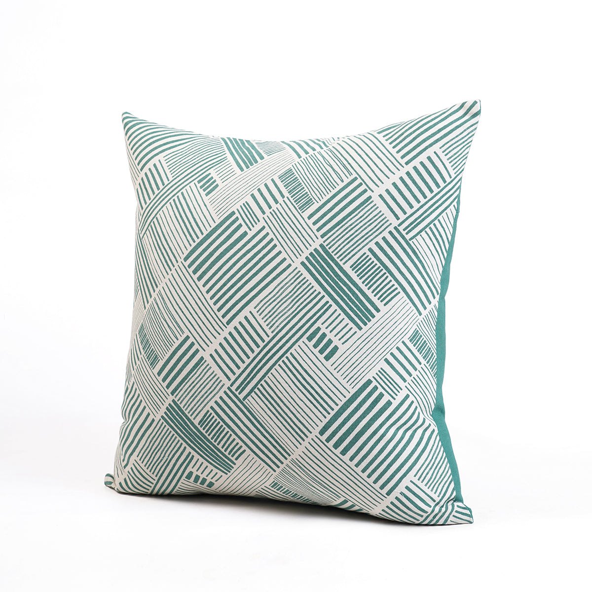 Aqua Green Geometric Throw Pillow Cover – Modern Retro Cotton