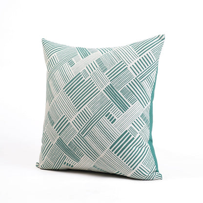 Aqua Green Geometric Throw Pillow Cover – Modern Retro Cotton