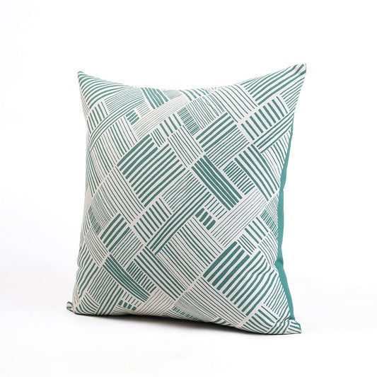 Aqua Green Geometric Throw Pillow Cover – Modern Retro Cotton