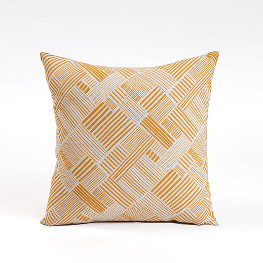 Modern Retro Mustard Yellow Geometrical Throw Pillow Cover