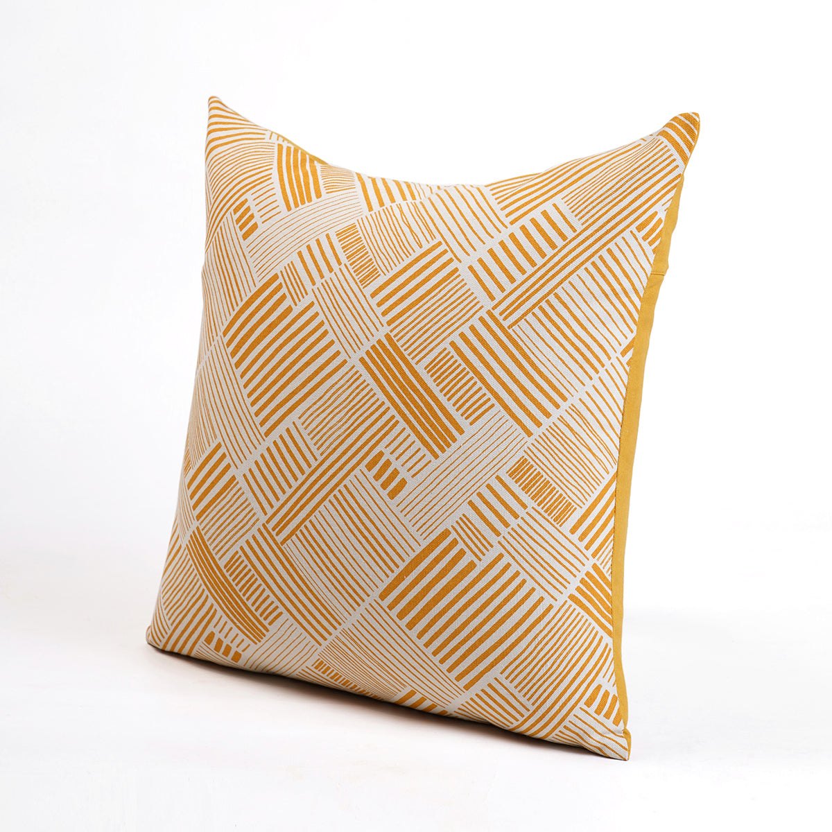 Modern Retro Mustard Yellow Geometric Print Cushion Cover | Cotton | Multiple Sizes